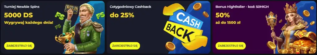 bonus highroller, cotygodniowy cashback, zarejestruj sie