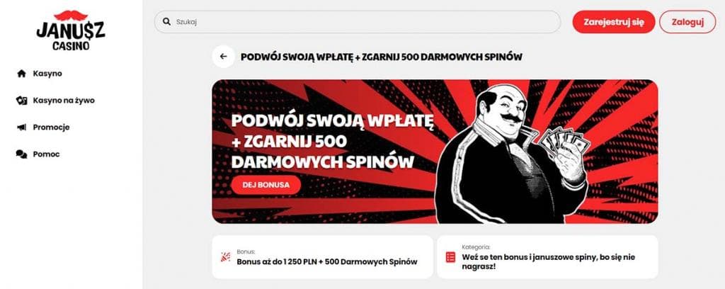 janusz casino, kasyno, promocje, podwoj swoja