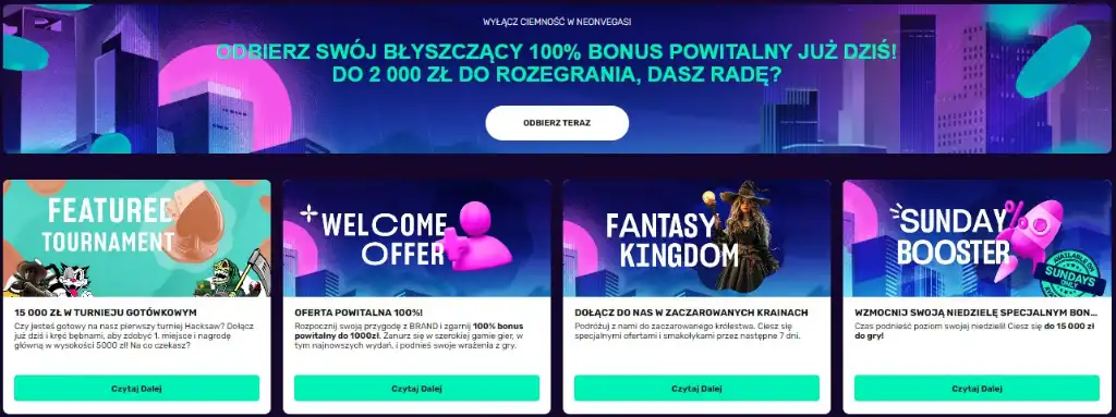 Neon Vegas Casino, bonus powitalny, kasyno online