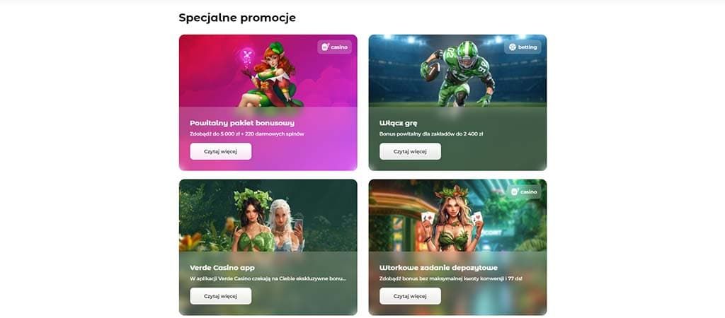 Verde Casino, specjalne promocje, bonus