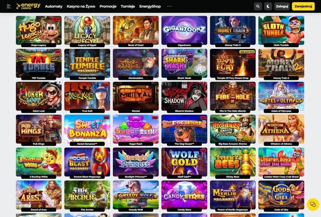 energy casino, online, gry