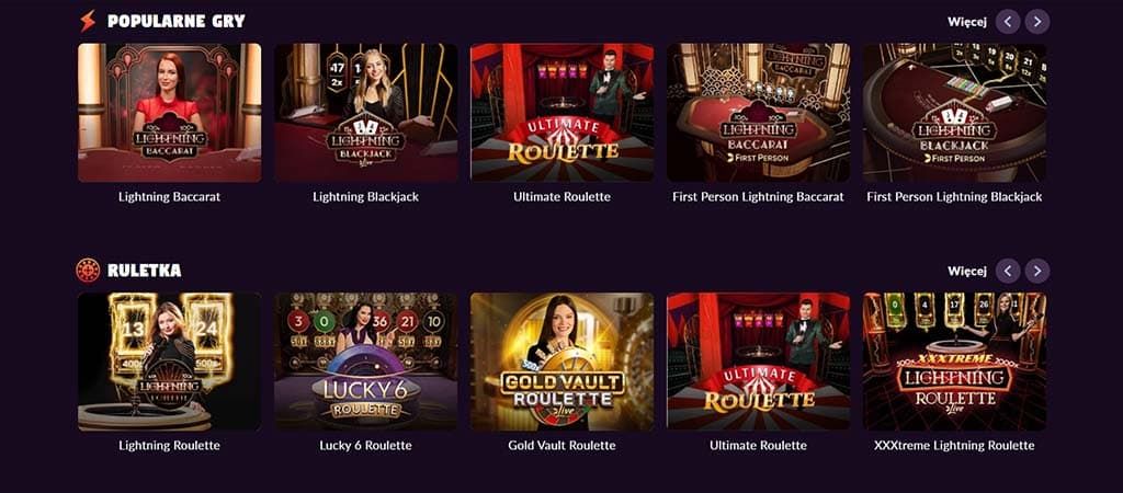 Fireball Casino, Gry na Żywo, online kasyna