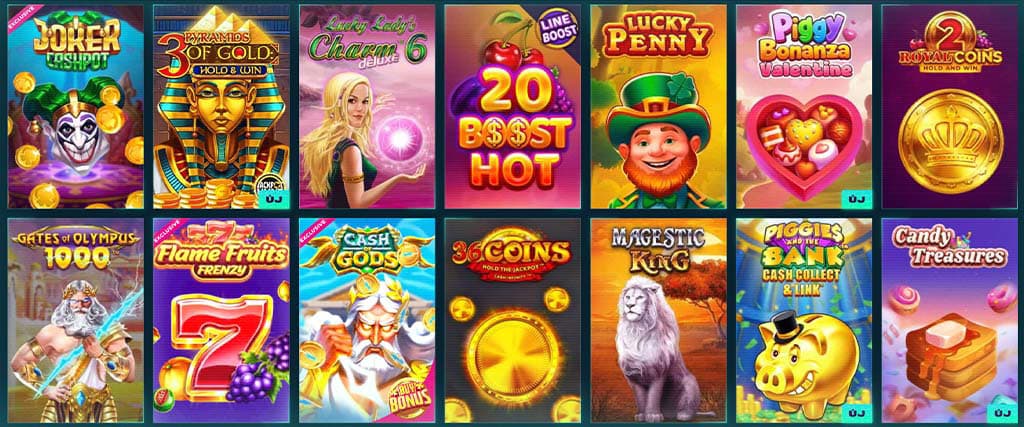 Joker Cashpot, 3 Pyramids of Gold, Lucky Lady’s Charm 6, Flame Fruits Frenzy, Cash of Gods, 36 Coins, Piggies and the Bank