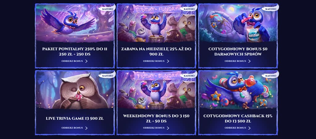 pakiet powitalny, bonusy na niedzielę, weekendowy bonus, darmowe spiny, cashback, Spinight kasyno, promocje, odbierz bonus