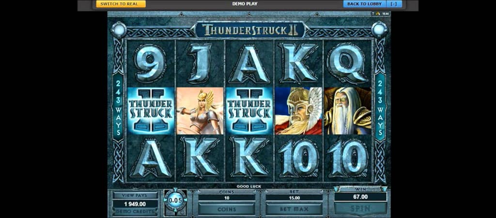 Thunderstruck II, automat online, mitologia nordycka, Thor, bogowie, runy, epicki klimat, gra Microgaming, symbole bonusowe