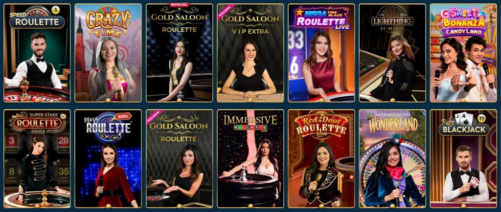 AquaWin, kasyno na żywo, ruletka, blackjack, Crazy Time, Gold Saloon, Mega Roulette, Lightning Roulette, gry stołowe, dealer 