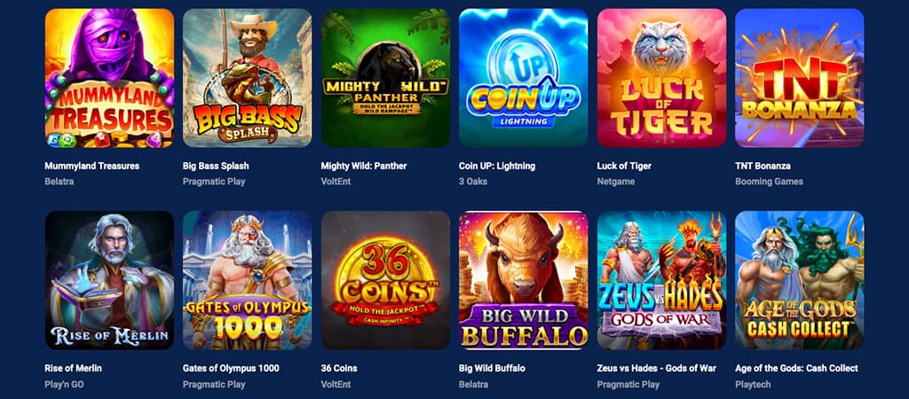 Azurslot, kasyno, gry online, automaty, sloty, Big Bass Splash, Mighty Wild Panther, Coin Up, Luck of Tiger, TNT Bonanza