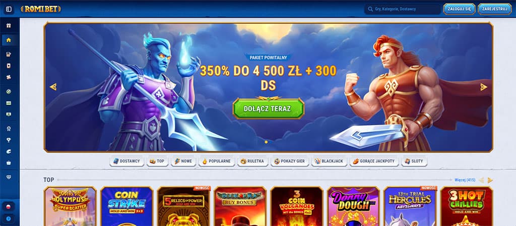 Romibet kasyno, Dwie fantasy, postacie, ogień, prezentują, ofertę, powitalną, kasyno, bonus, darmowe, spiny, strona, główna
