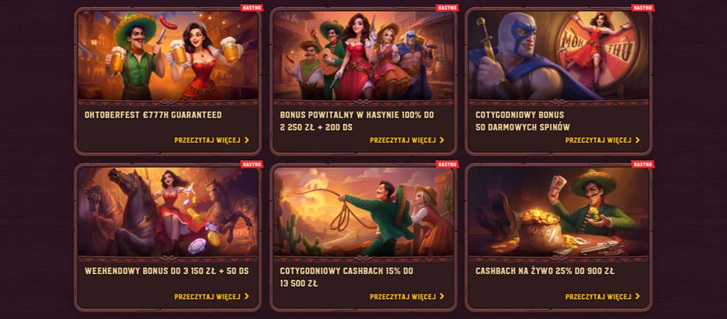 Strona bonusów 5Gringos, promocje kasynowe, Oktoberfest, bonus powitalny 100% do 2250 zł + 200 darmowych spinów, cashback