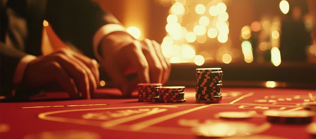 odpowiedzialny hazard, kasyno, żetony, poker, gracz, stół, światła, bezpieczeństwo, kontrolowana gra, pieniądze