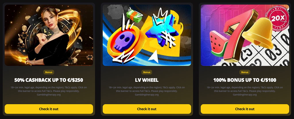 LVBet Casino, promocje, bonusy, 50% Cashback, LV Wheel, 100% Bonus, kobieta, ruletka, sloty