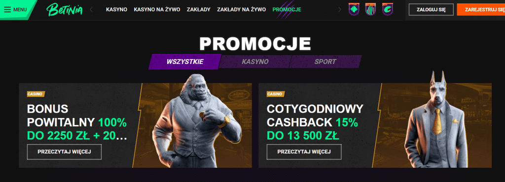 Betinia Casino ️ Bonus 2250 PLN + 200 DS - Polskie Casino