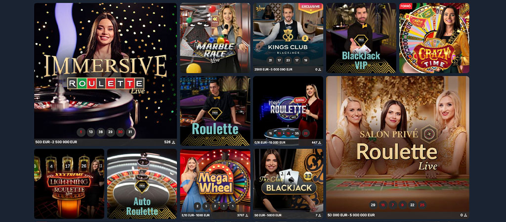 gry kasynowe na żywo, ruletka, blackjack, mega wheel, immersive roulette, salon privé roulette, prowadzący na żywo, kasyno