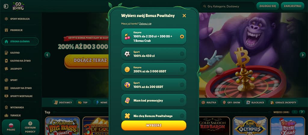 Wystarczy założyć konto, bonus powitalny