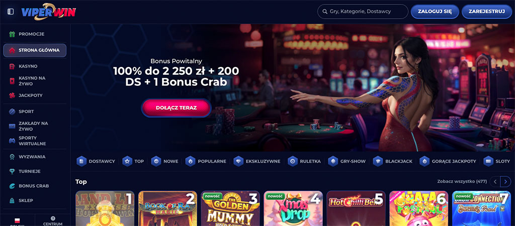 Viperwin Casino, ofery, bonusy kasynowe