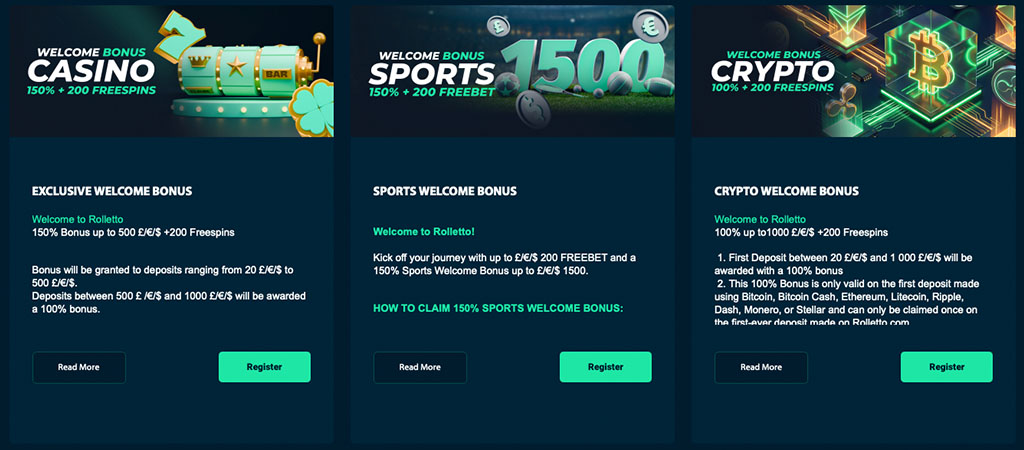 Bonus bez Depozytu, Rolletto Kasyno
