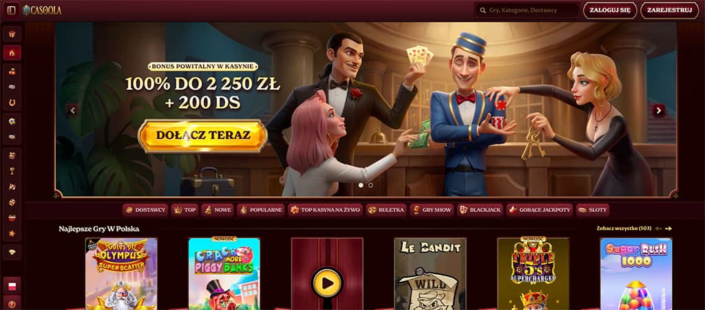 Casoola Kasyno z Bonusem, Darmowych Spinów