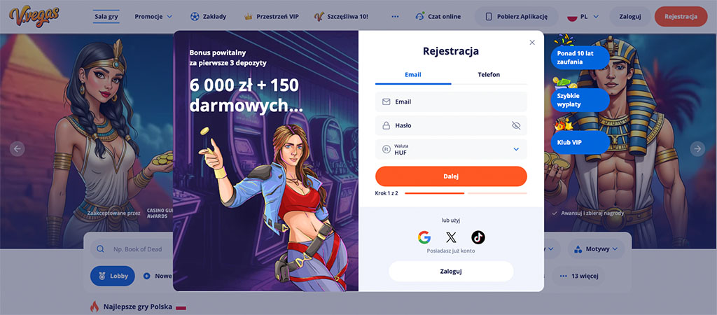 Jak założyć Konto Gracza na Stronie Kasyna VVegas?