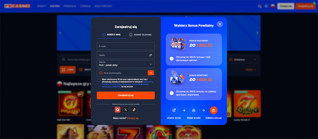 FS Casino Kasyno, Prowadź Gry, register