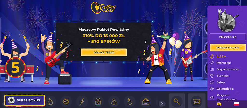 Rolling Slots Casino, online kasyno, bonusy