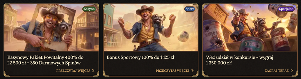 promocje, BetWest, bonus powitalny, kasyno, sport, konkurs, dziki zachód, szop pracz, kowboj, nagrody, zakłady, gry