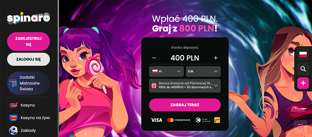 Spinaro, Kasyno Online na Telefon i Komputer z Bonusami