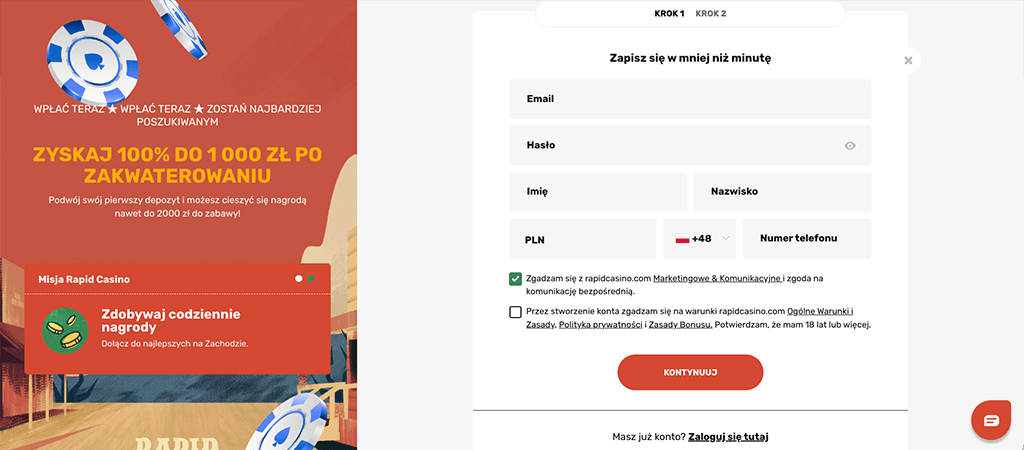 Rapid Casino Login, Proces Rejestracji i Zakładanie Konta