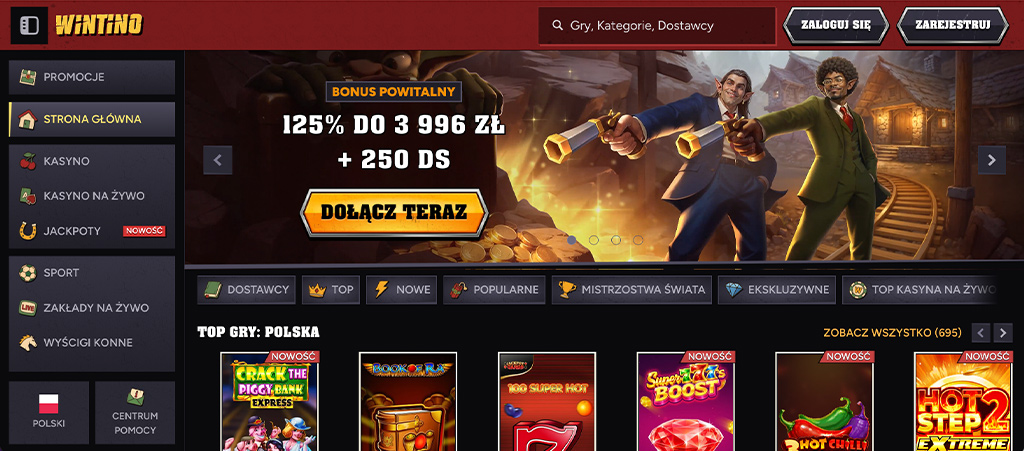 Kasyno Wintino Casino, bonus powitalny