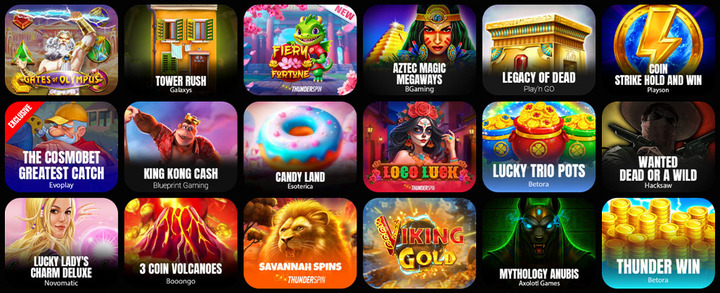 oferta gier, kasynowych cosmobet casino, top dostawcy, najlepsze gry