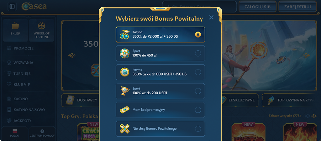 proces rejestracji, kasynie casea casino, utworz konto