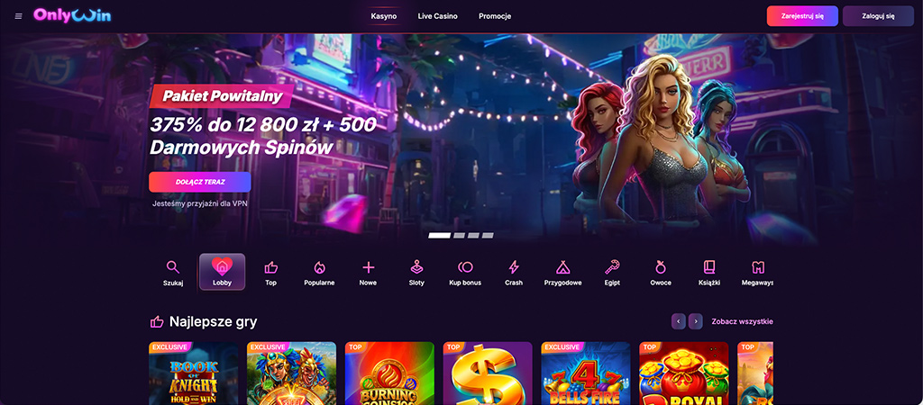 OnlyWin Casino 2026, kasyna Polska i gry
