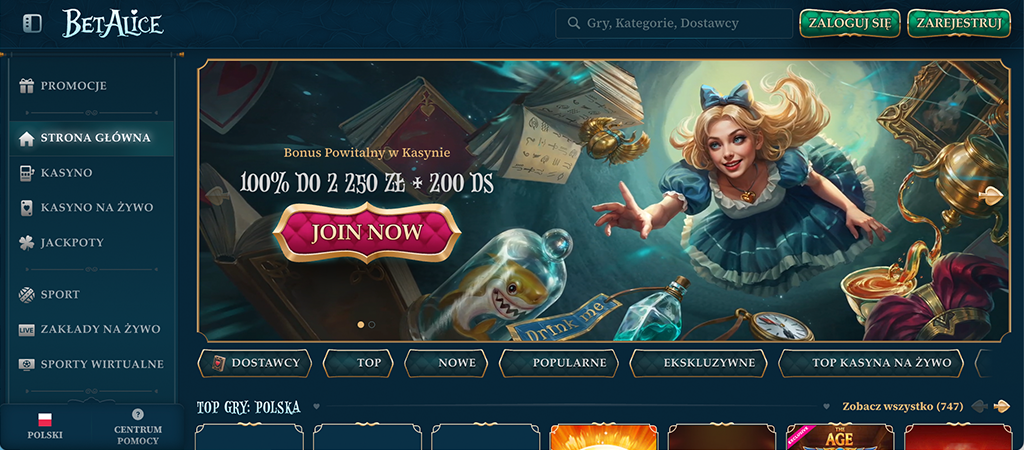 BetAlice Casino, online casino, bonusy