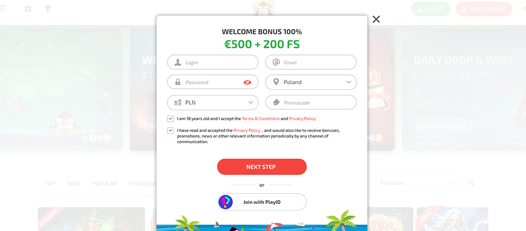 proces rejestracji, boaboa casino, welcome bonus