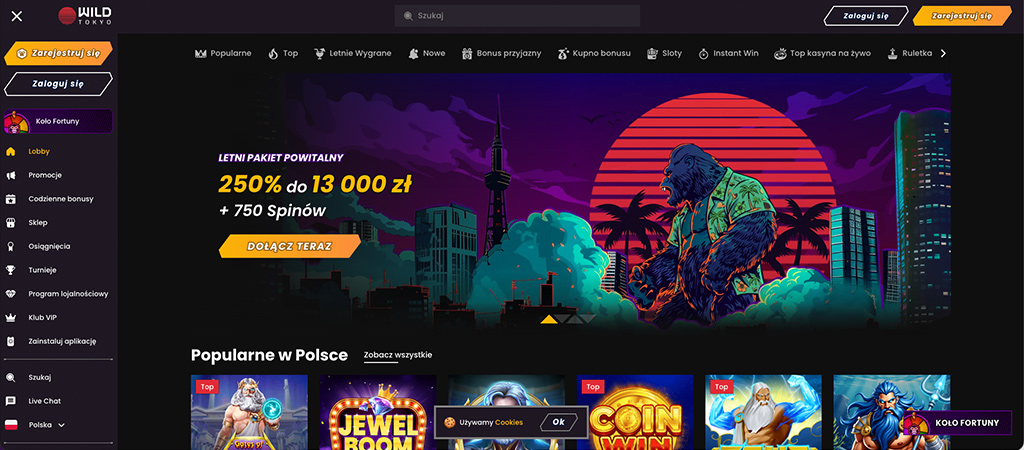 Kasyno online, hazard, Wild Tokyo, kasyno, strona internetowa, styl retro, Tokyo, wąż, potwór, bonus, cashback, sloty, gry