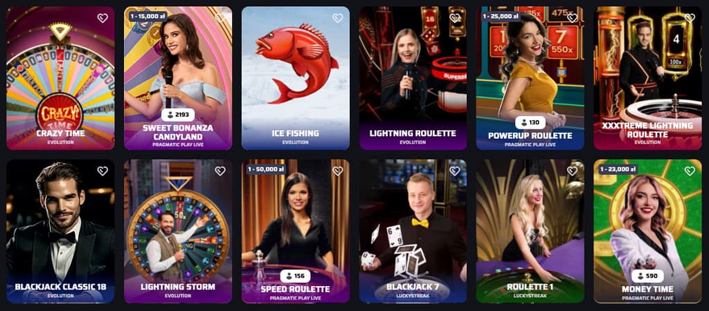 kasyno na żywo, Crazy Time, ruletka, blackjack, poker, gry stołowe, baccarat, craps, show na żywo, Evolution, Speed Roulette