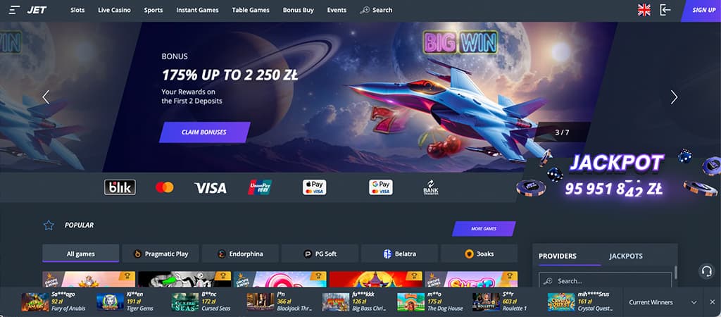 Jet Casino, Wielkimi Bonusami, online kasyno