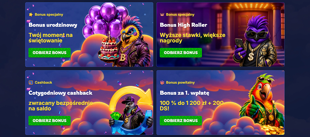 BirdSpin Bonus bez Depozytu, kasynie
